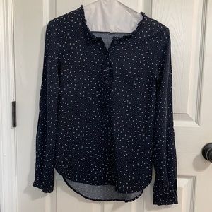 Loft Outlet Petites XXSP Navy Polka Dot Top